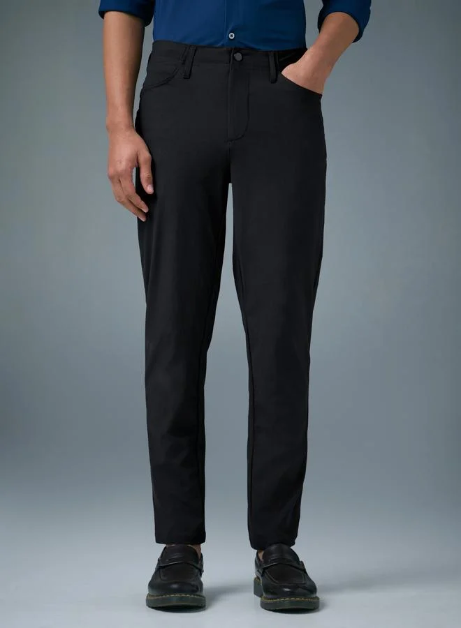 تكنوسبورت بنطال رجالي سادة بقصة مستقيمة وتصميم شبه رسمي